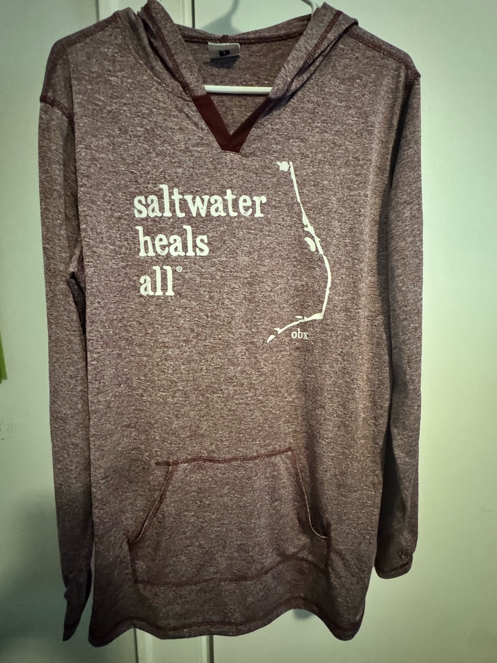 Saltwater Heals All Maroon Long-Sleeve Hooded Tee